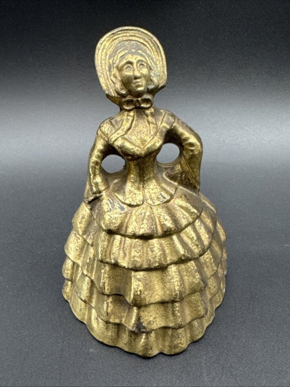 VTG Victorian Brass Lady Bell Made in England Bonnet Crinoline Heavy